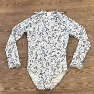 Hermoza Girls Swim Rashguard - Blue Floral